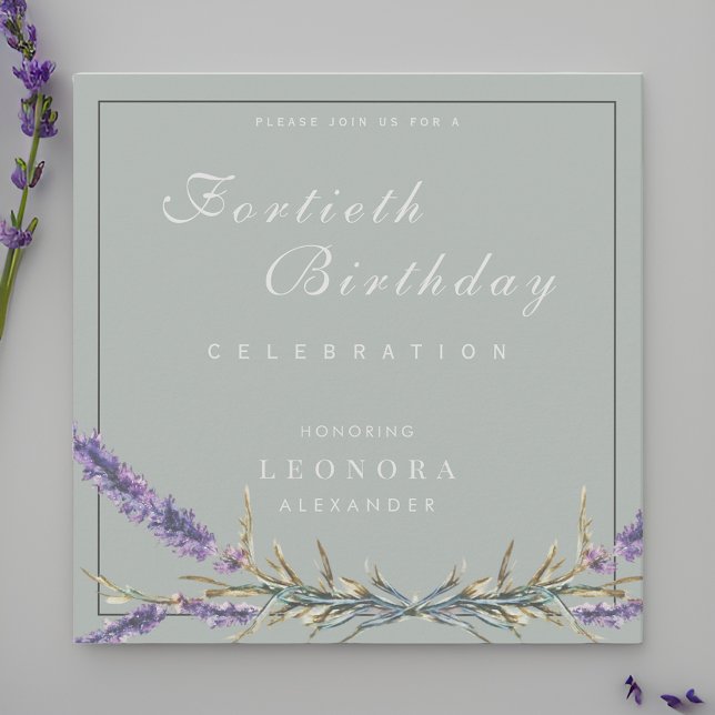 Watercolor Lavender Flower ANY Milestone Birthday Inbjudningar (Skapare uppladdad)