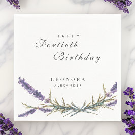 Watercolor Lavender Flower ANY Milestone Birthday Pappersservett