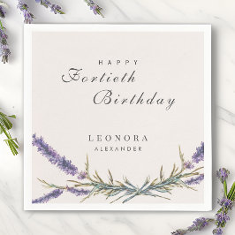 Watercolor Lavender Flower ANY Milestone Birthday Pappersservett