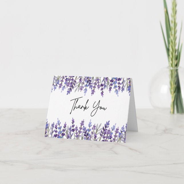 Watercolor Lavender Flower - tack, ditt kort (Framsida)