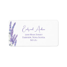 Watercolor Lavender Flowers Bröllop Returadress Adressetikett