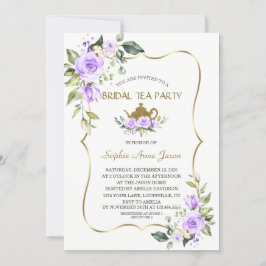 Watercolor Lavender Flowers Guld Möhippa Tea Party Inbjudningar