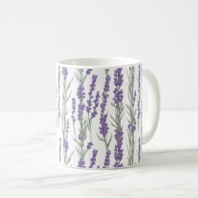 Watercolor Lavender Flowers Kaffemugg (Framsida höger)