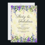 Watercolor Lavender Gult 30 & Fabulous Birthday Inbjudningar<br><div class="desc">Trettio och Fabulous 30års födelsedag-festinbjudan med söt,  boho-stil lavender och lila vattenfärgsblommigt på gultens bakgrund.</div>