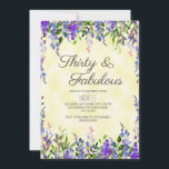 Watercolor Lavender Gult 30 & Fabulous Birthday Inbjudningar<br><div class="desc">Trettio och Fabulous 30års födelsedag-festinbjudan med söt,  boho-stil lavender och lila vattenfärgsblommigt på gultens bakgrund.</div>