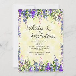 Watercolor Lavender Gult 30 & Fabulous Birthday Inbjudningar