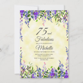 Watercolor Lavender Gult 75 & Fabulous Birthday Inbjudningar