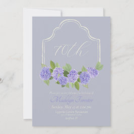Watercolor Lavender Hydrangea 70:e födelsedagen Inbjudningar