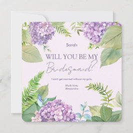 Watercolor Lavender Hydrangea Bröllop Bridesmaid Inbjudningar