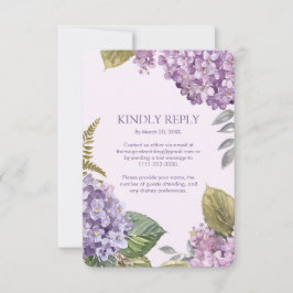 Watercolor Lavender Hydrangea Flowers Bröllop OSA Kort