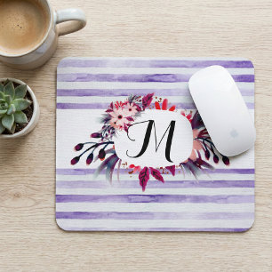 Watercolor Lavender Lila Rand Blommigt Ram Musmatta