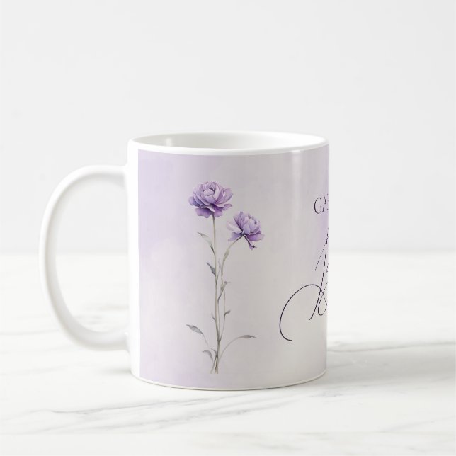 Watercolor Lavender Meadow Wildblomme Best Mamma Kaffemugg (Vänster)