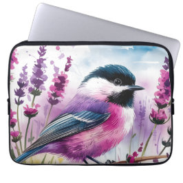 Watercolor Lavender och Chickadee Laptop Fodral