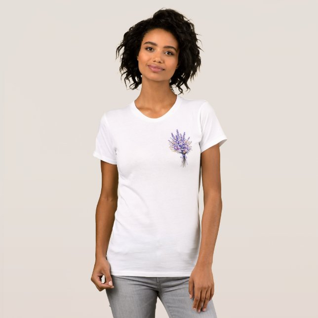 Watercolor Lavender och WildblomBouquet T Shirt (Hel framsida)