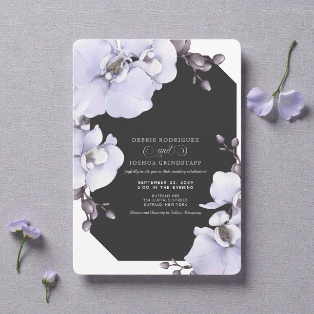 Watercolor Lavender Orchids Wedding Invitation  Inbjudningar (Skapare uppladdad)