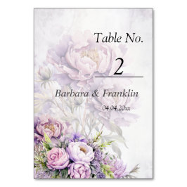 Watercolor Lavender Peony Bröllop Bordsnummer
