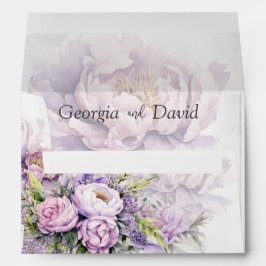 Watercolor Lavender Peony Bröllop Kuvert