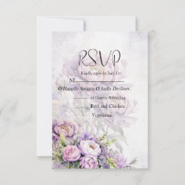 Watercolor Lavender Peony Bröllop OSA Kort