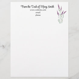 Watercolor Lavender Personlig Letterhead Brevhuvud