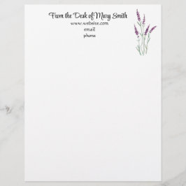 Watercolor Lavender Personlig Letterhead Brevhuvud