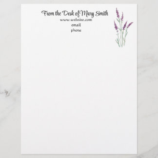 Watercolor Lavender Personlig Letterhead Brevhuvud