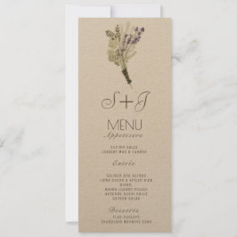 Watercolor Lavender Rustic Bouquet Dinner Menu Julkort