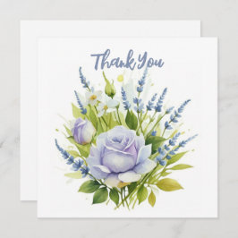 Watercolor Lavender Wildblommor Tack Kort