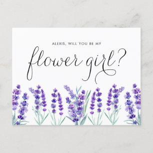 Watercolor Lavender WIll att du blir min blomma fl Inbjudan Vykort