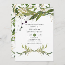 Watercolor Leafy Greenery Bridesmaids Luncheon Inbjudningar