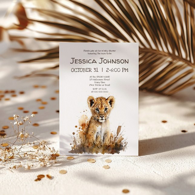 Watercolor Lejonkungens Baby Shower Inbjudningar (Skapare uppladdad)