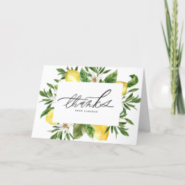 Watercolor Lemon Blommar Ram Birthday Tack Kort