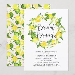 Watercolor Lemon Blommar WAN Möhippa Brunch Inbjudningar