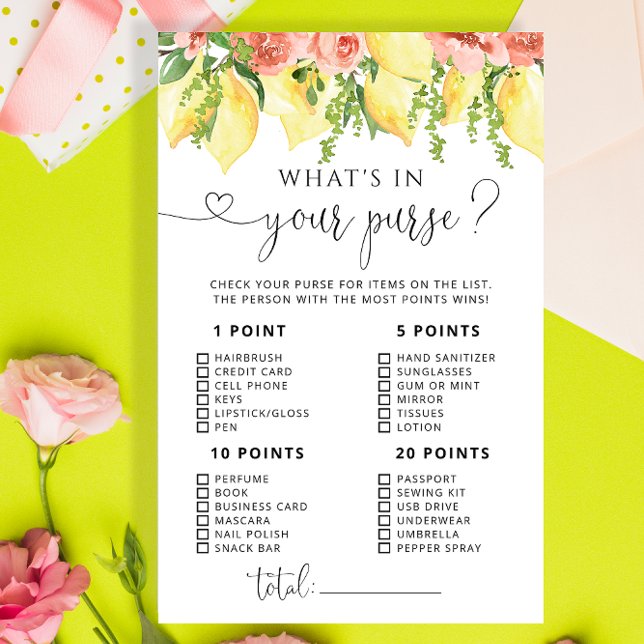 Watercolor Lemon Blommigt What's in your Purse Gam (Skapare uppladdad)