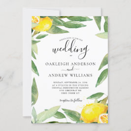 Watercolor Lemon Botanical Bröllop Inbjudningar