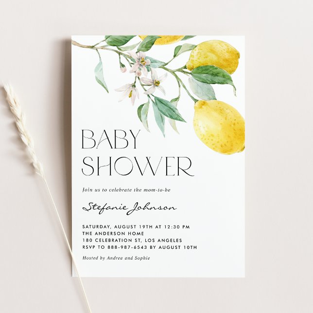 Watercolor Lemon Bouquet Summer Baby Shower Inbjudningar (Skapare uppladdad)
