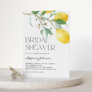 Watercolor Lemon Bouquet Summer Möhippa Inbjudningar
