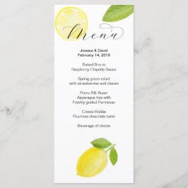 Watercolor Lemon Bröllop Menu Meny