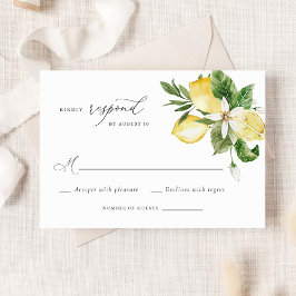 Watercolor Lemon Citrus Blommar Greenery OSA Inbjudningar
