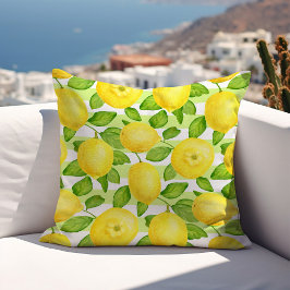 Watercolor Lemon Citrus Fruit Summer Kudde