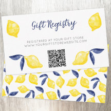 Watercolor Lemon Citrus Gift Registry QR