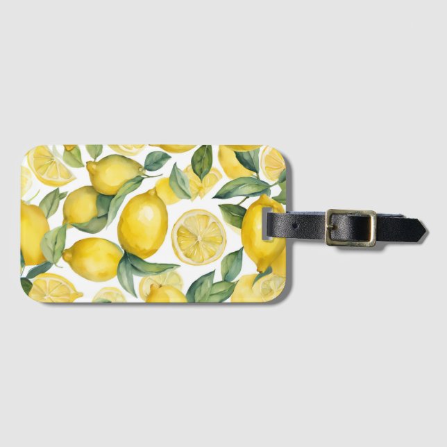 Watercolor Lemon Garden Bagagebricka (Framsida horisontal)