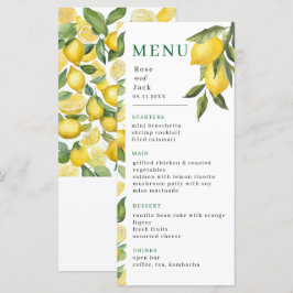 Watercolor Lemon Garden Wedding Meny