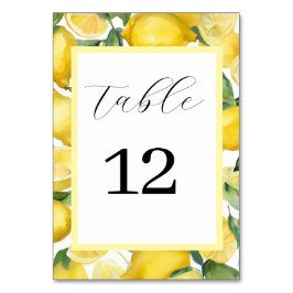 Watercolor Lemon Garden Wedmeds Bord-kort Bordsnummer