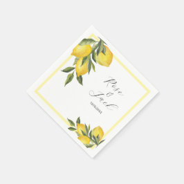 Watercolor Lemon Garden White Bröllop Pappersservett
