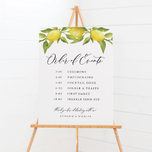 Watercolor Lemon Garland Order of Events Bröllop Poster