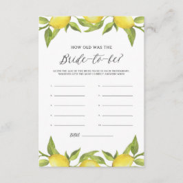 Watercolor Lemon Greenery Hur gammal var Bride? Tilläggskort