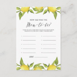 Watercolor Lemon Greenery Hur gammal var Mamma? Tilläggskort