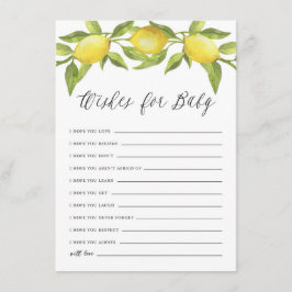 Watercolor Lemon Greenery Wandan Önskemål för Baby Tilläggskort