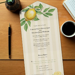 Watercolor Lemon Gult Citrus Rustic Bröllop