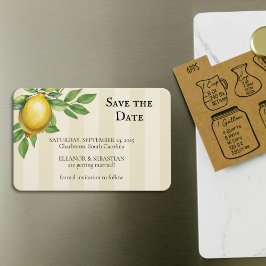 Watercolor Lemon Gult Citrus Rustic Bröllop Magnet